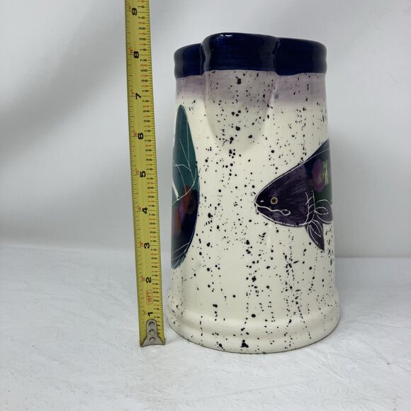 OTAGIRI SHORELINES BY JULIE UELAND 8.5" Earthenware Pitcher Fish ENESCO 1996 - Picture 2 of 15